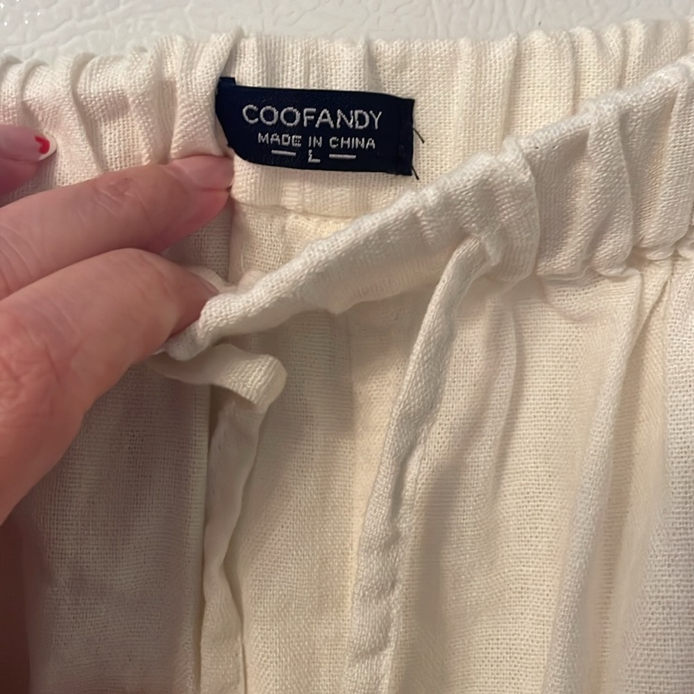 COOFANDY 98% Cotton Large Drawstring Pockets See Through Cover Up Pant - Picture 3 of 9